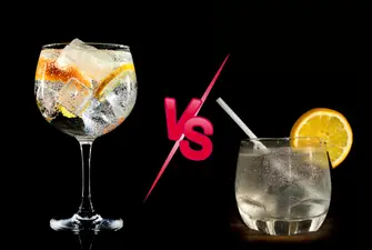 On the left, a cocktail with regular gin vs dry gin on the right.